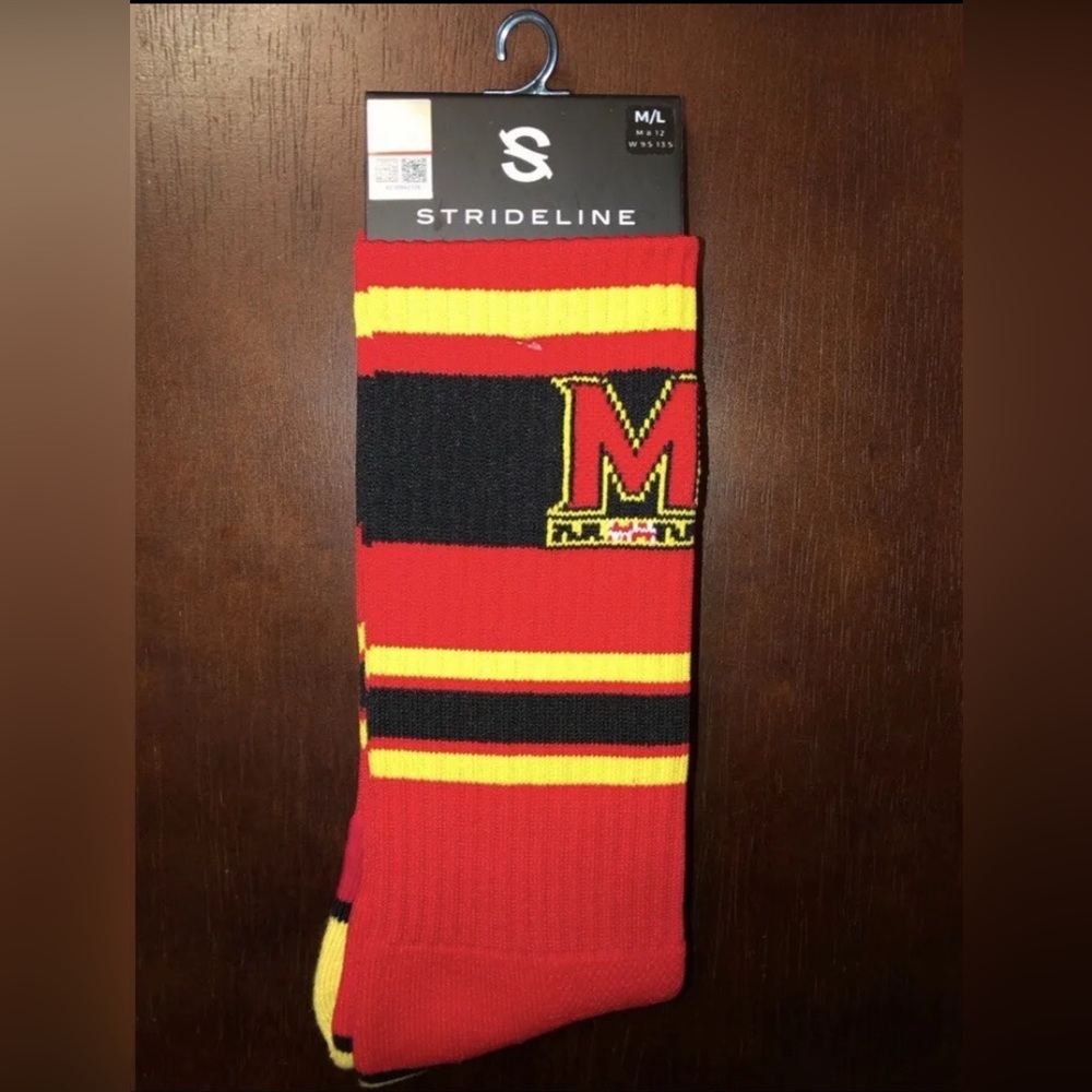UNIVERSITY OF MARYLAND STRIDELINE CREW SOCKS NWT MEN’S SHOE SIZE 8-12